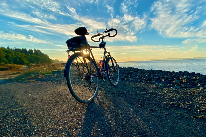 Bob's bike along Juan DeFuca Strait